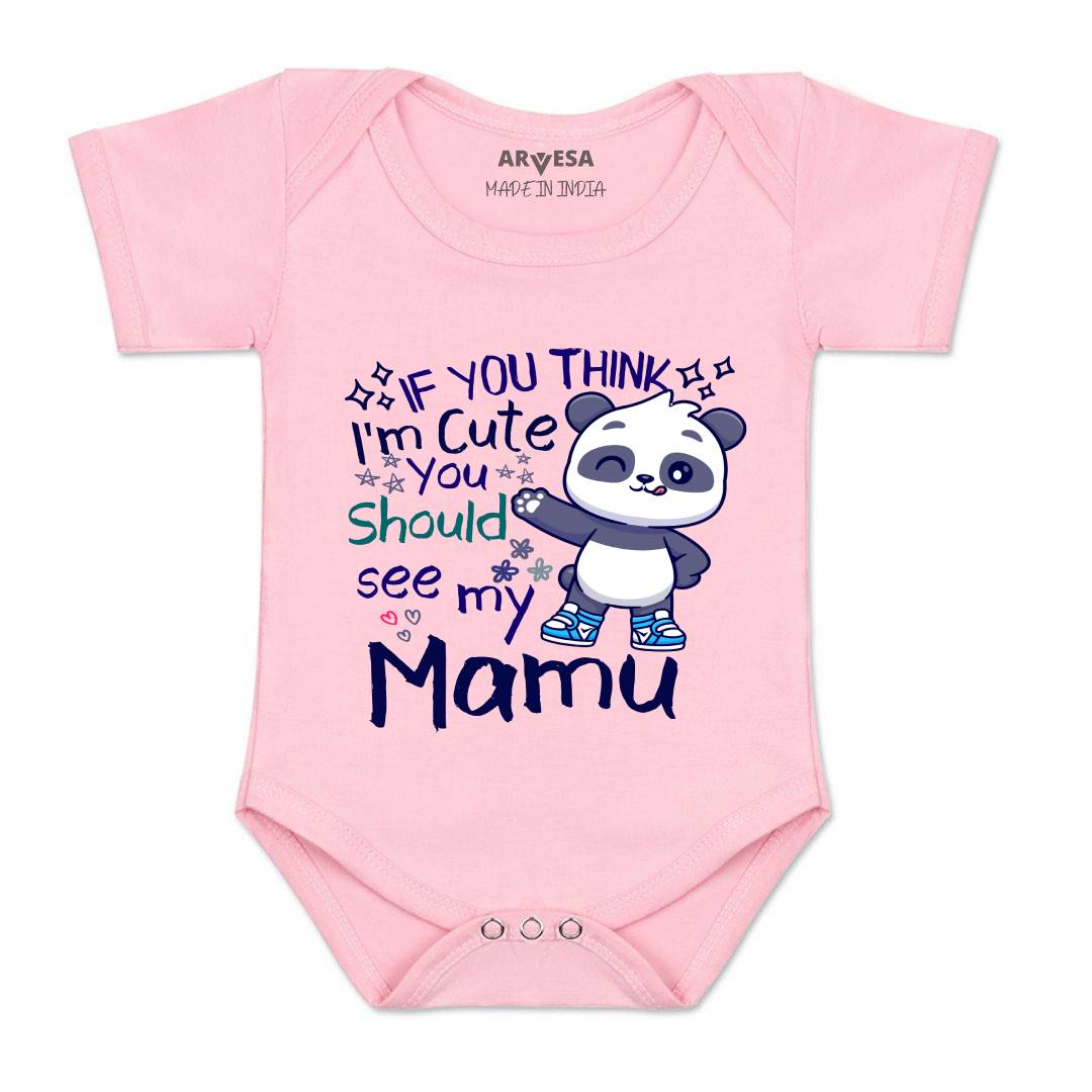 Arvesa I Am Cute You Should See My Mamu Design-1174 White 0-3 Months Jumpsuit Baby Boy & Girl dress .