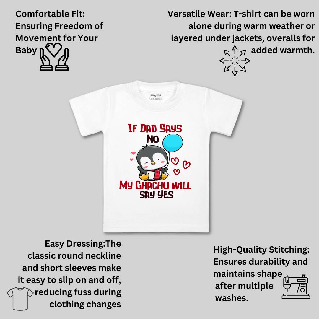 Arvesa If Dad Say No My Chachu Design-1181 White 0-3 Months Jumpsuit Baby Boy & Girl dress .