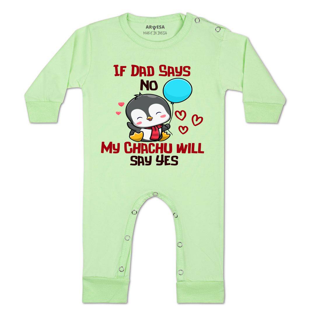 Arvesa If Dad Say No My Chachu Design-1181 White 0-3 Months Jumpsuit Baby Boy & Girl dress .