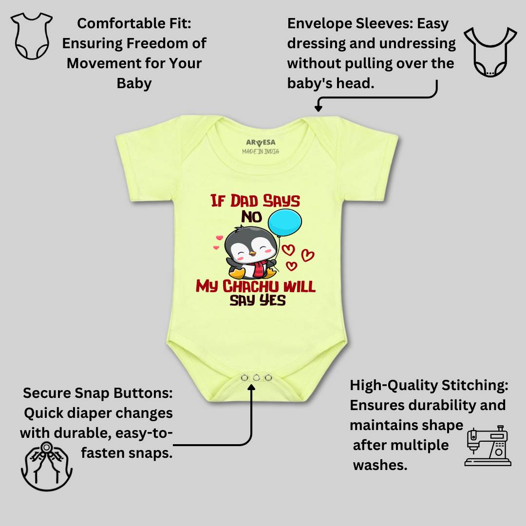 Arvesa If Dad Say No My Chachu Design-1181 White 0-3 Months Jumpsuit Baby Boy & Girl dress .