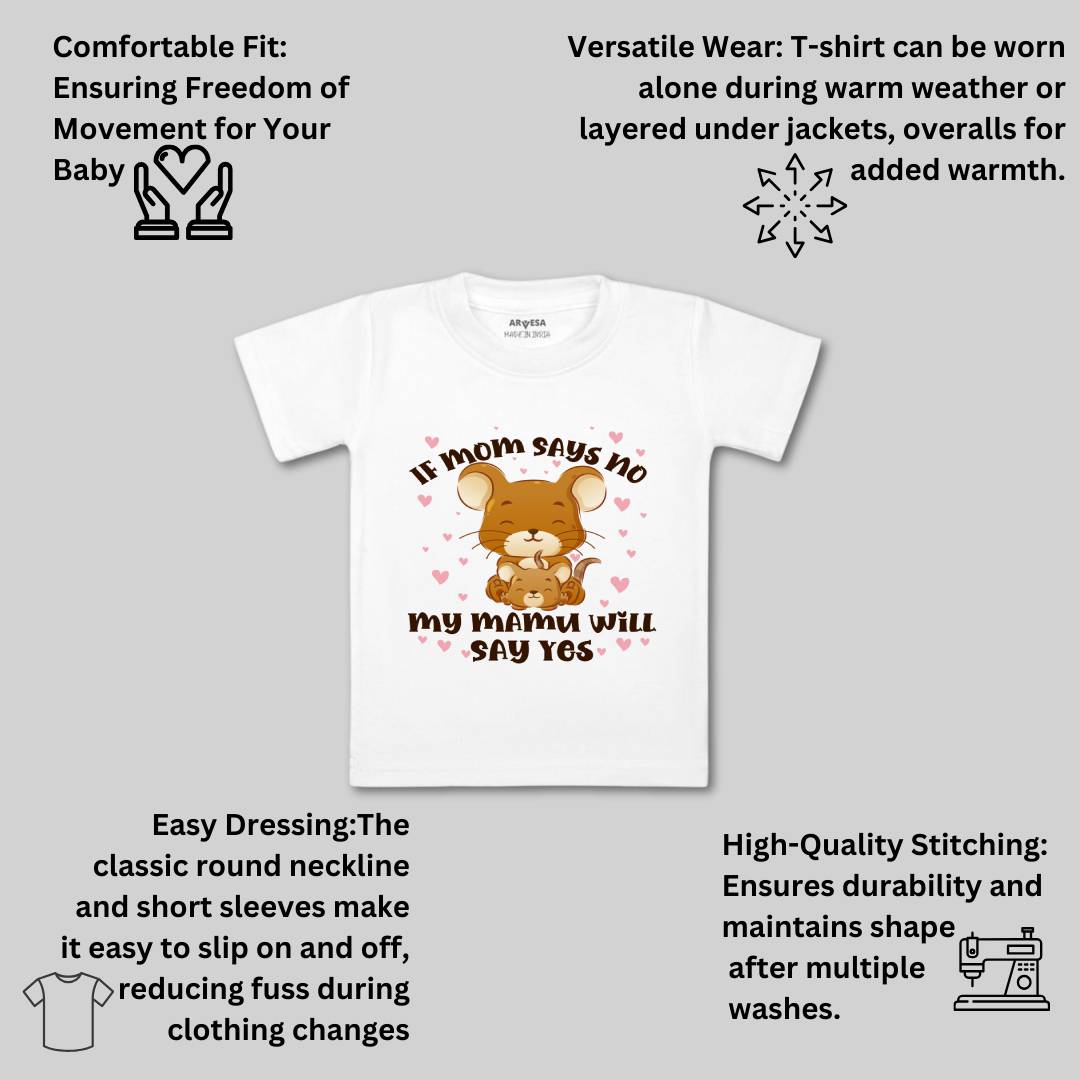Arvesa If Mom Say No My Mamu Will Say Yes Design-1184 White 0-3 Months Jumpsuit Baby Boy & Girl dress .