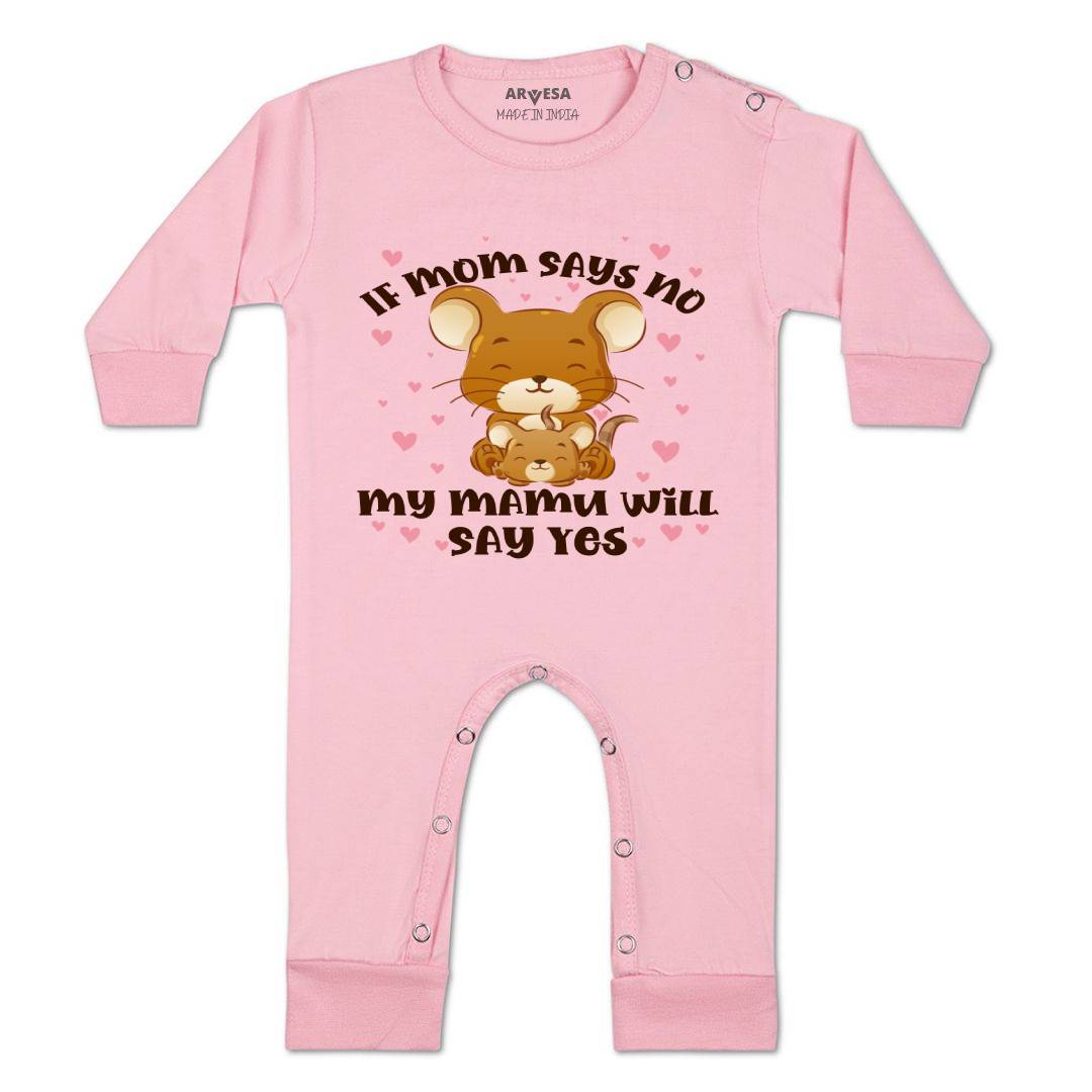 Arvesa If Mom Say No My Mamu Will Say Yes Design-1184 White 0-3 Months Jumpsuit Baby Boy & Girl dress .