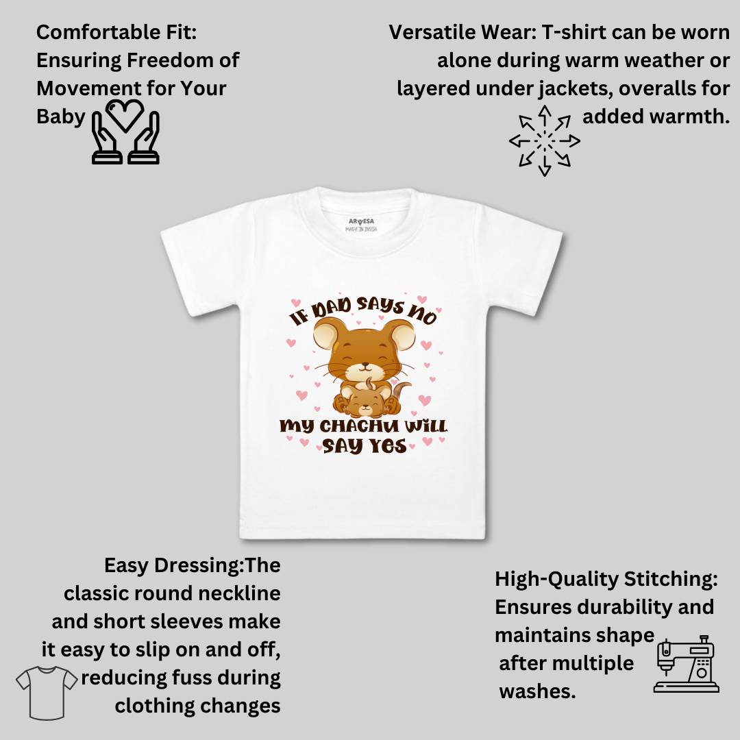 Arvesa If Dad Say No My Chachu Design-1185 White 0-3 Months Jumpsuit Baby Boy & Girl dress .
