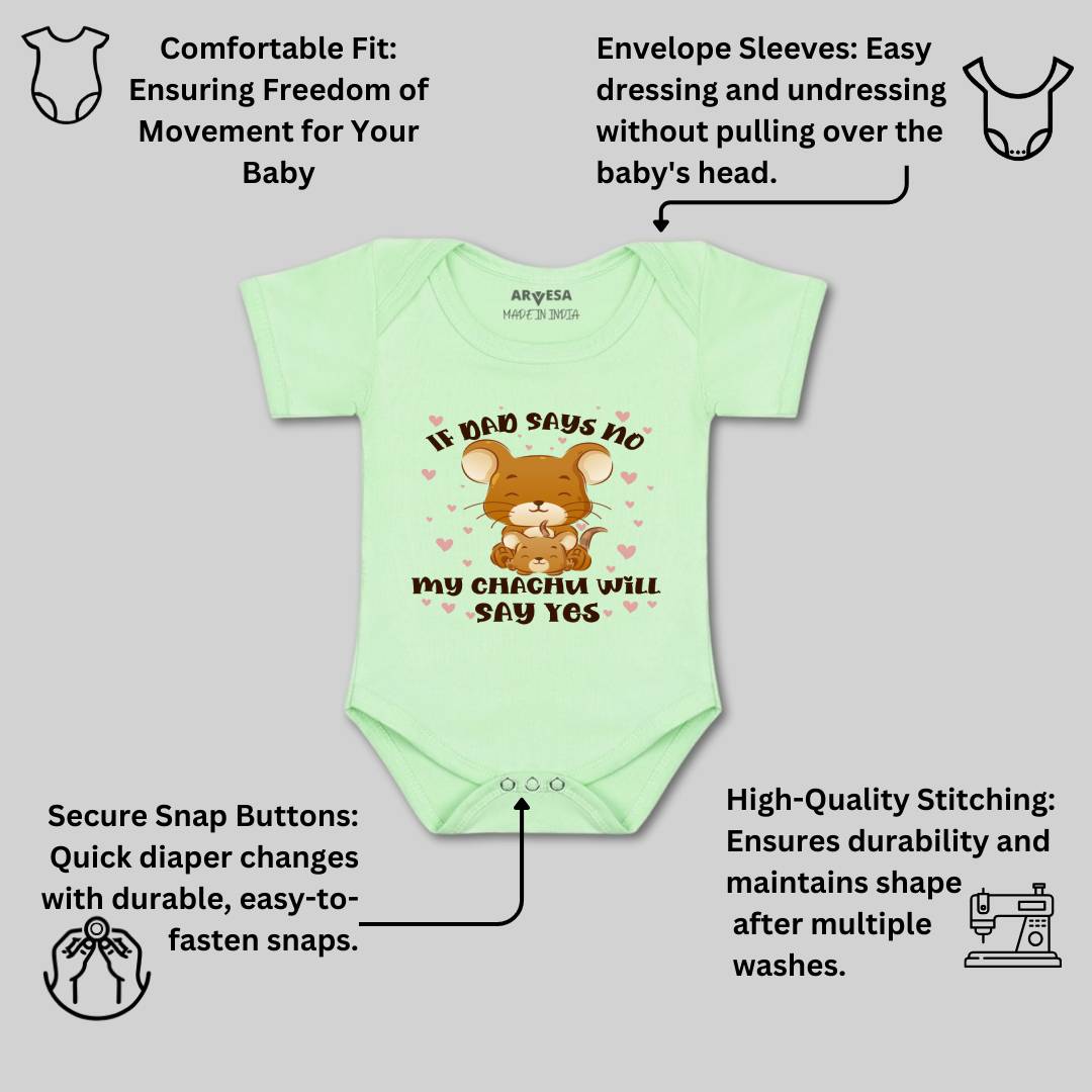 Arvesa If Dad Say No My Chachu Design-1185 White 0-3 Months Jumpsuit Baby Boy & Girl dress .