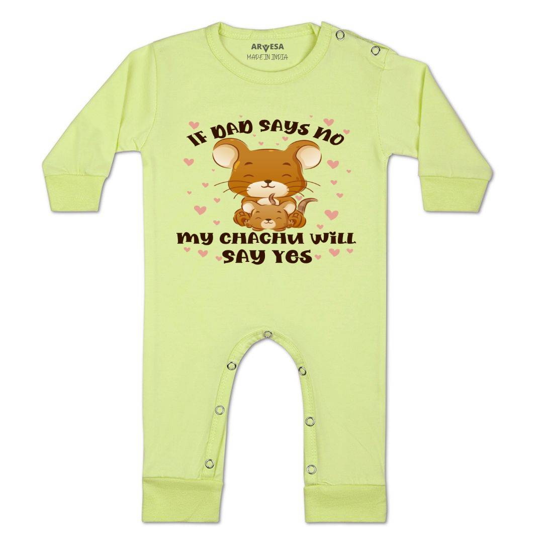 Arvesa If Dad Say No My Chachu Design-1185 White 0-3 Months Jumpsuit Baby Boy & Girl dress .
