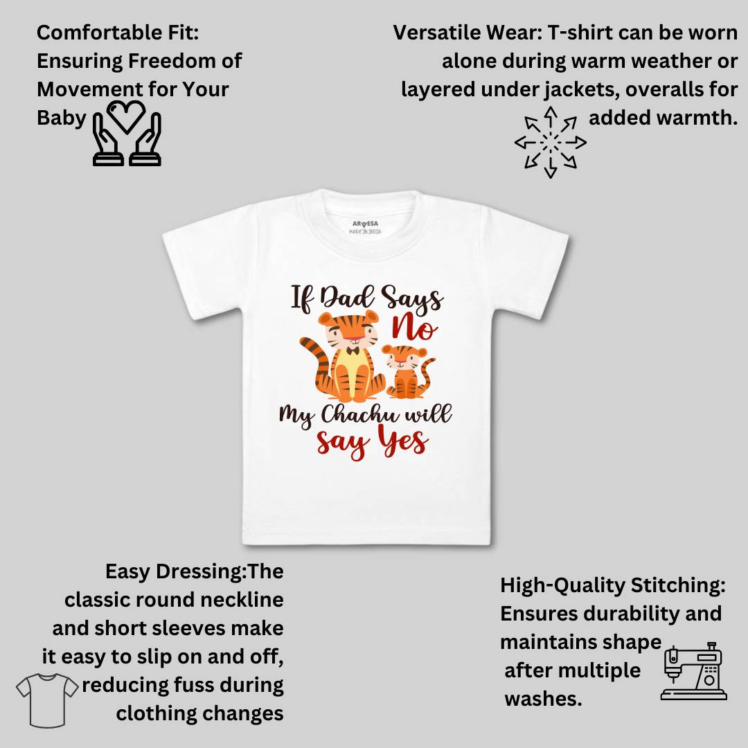 Arvesa If Dad Say No My Chachu Design-1189 White 0-3 Months Jumpsuit Baby Boy & Girl dress .