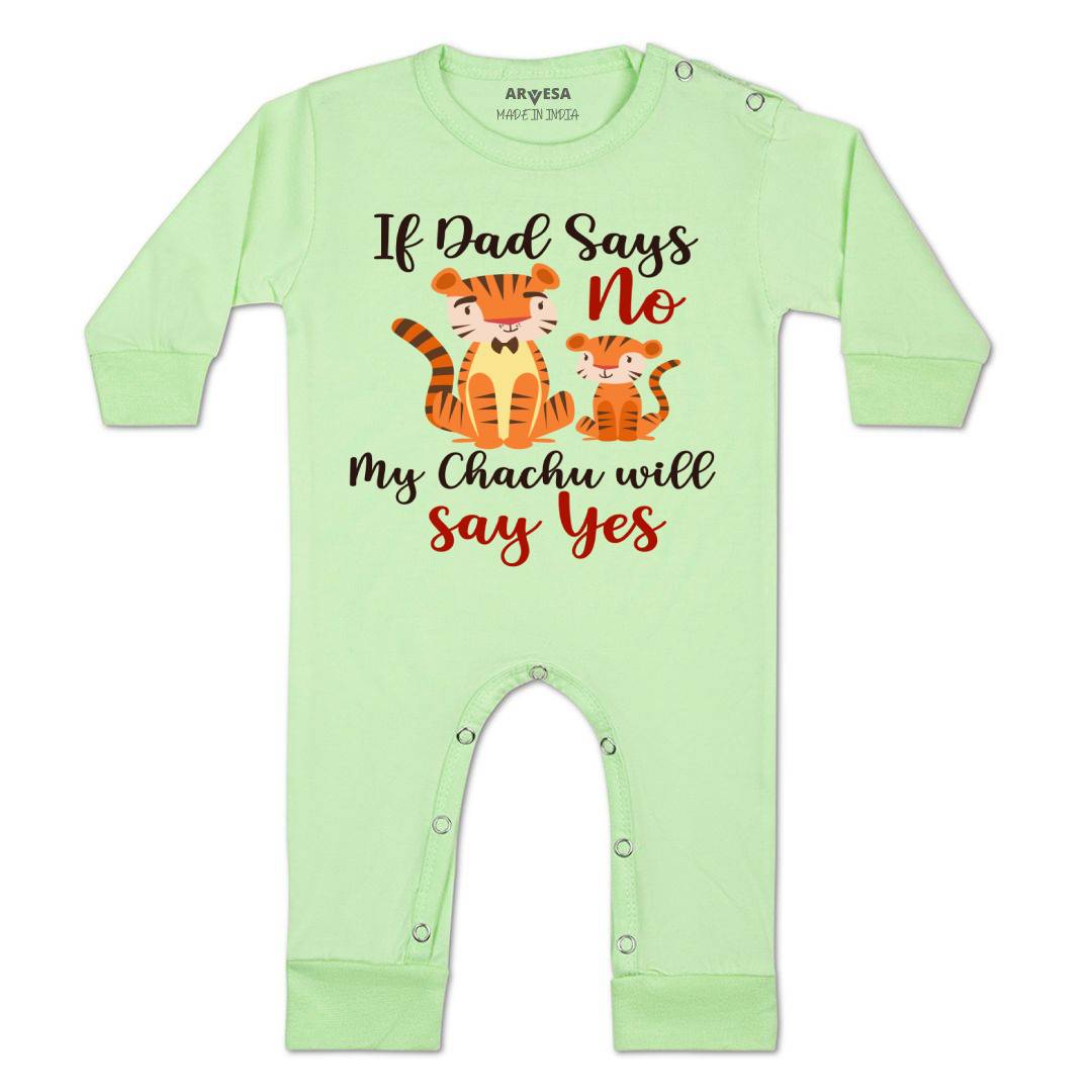 Arvesa If Dad Say No My Chachu Design-1189 White 0-3 Months Jumpsuit Baby Boy & Girl dress .