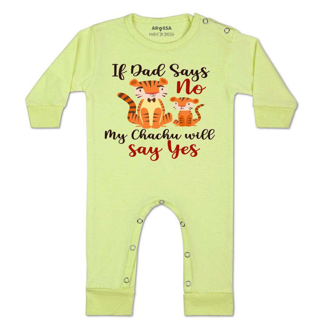 Arvesa If Dad Say No My Chachu Design-1189 White 0-3 Months Jumpsuit Baby Boy & Girl dress .