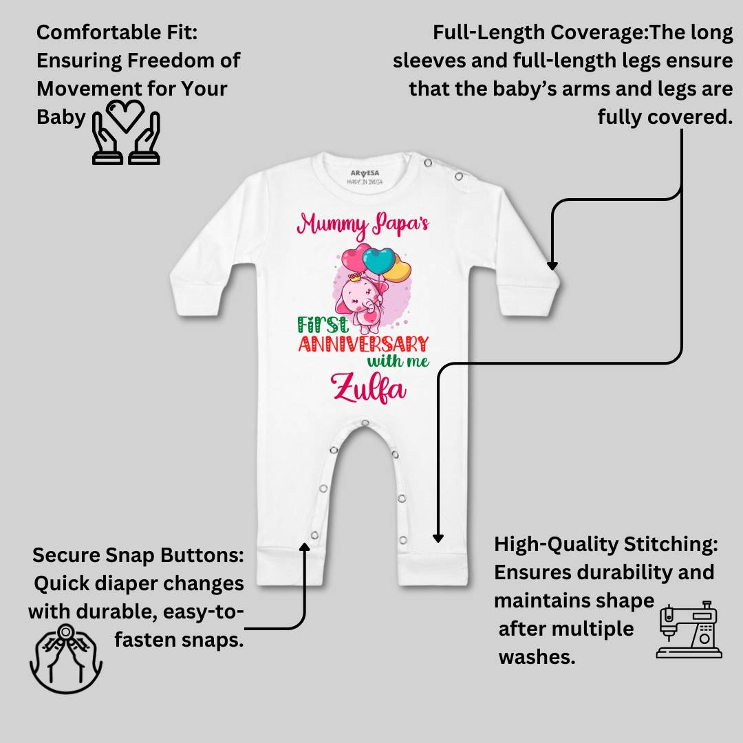 Arvesa Mummy Papa First Anniversary With Me Baby Boy & Girl Dress