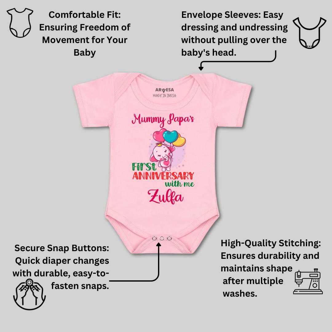 Arvesa Mummy Papa First Anniversary With Me Baby Boy & Girl Dress
