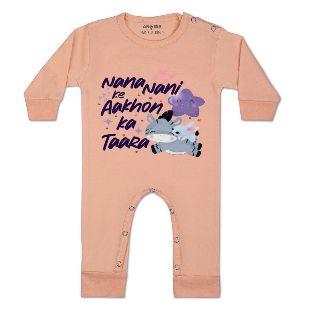 Arvesa Nana Nani Ke Aankhon Ka Tara Design-1204 White 0-3 Months Jumpsuit for Baby Boy & Girl dress .