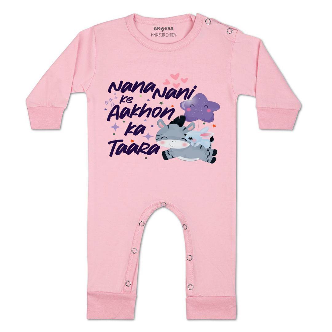 Arvesa Nana Nani Ke Aankhon Ka Tara Design-1204 White 0-3 Months Jumpsuit for Baby Boy & Girl dress .