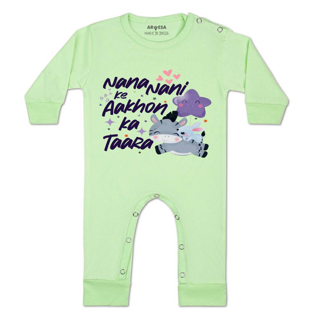 Arvesa Nana Nani Ke Aankhon Ka Tara Design-1204 White 0-3 Months Jumpsuit for Baby Boy & Girl dress .