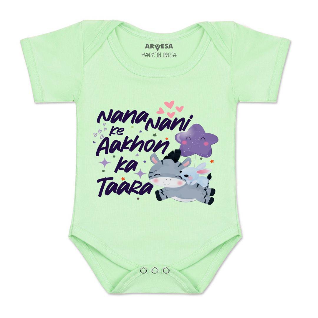 Arvesa Nana Nani Ke Aankhon Ka Tara Design-1204 White 0-3 Months Jumpsuit for Baby Boy & Girl dress .