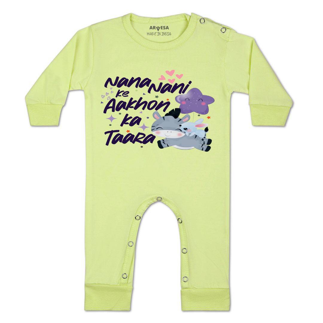 Arvesa Nana Nani Ke Aankhon Ka Tara Design-1204 White 0-3 Months Jumpsuit for Baby Boy & Girl dress .