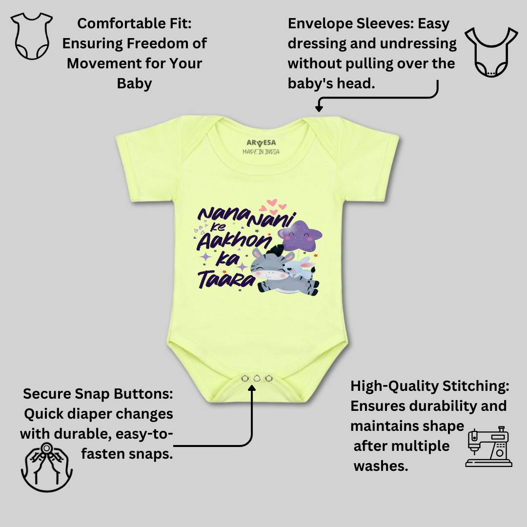 Arvesa Nana Nani Ke Aankhon Ka Tara Design-1204 White 0-3 Months Jumpsuit for Baby Boy & Girl dress .