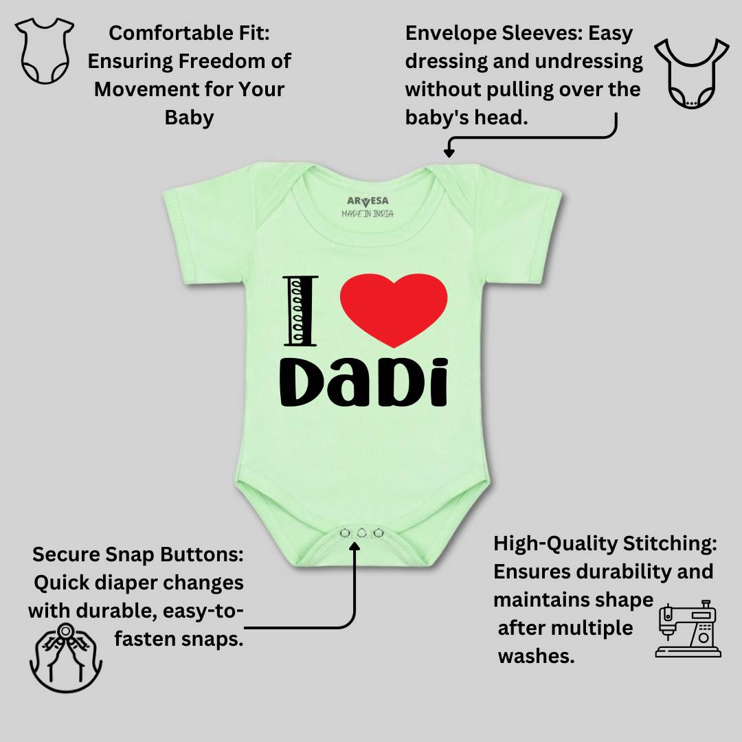 Arvesa I Love Dadi Design-1220 White 0-3 Months Jumpsuit for Baby Boy & Girl dress .