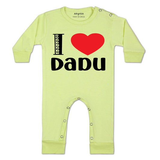 Arvesa I Love Dadu Design-1221 White 0-3 Months Jumpsuit for Baby Boy & Girl dress .