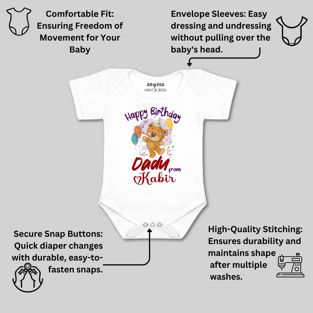 Arvesa Happy Birthday Dadu Baby Boy & Girl Dress