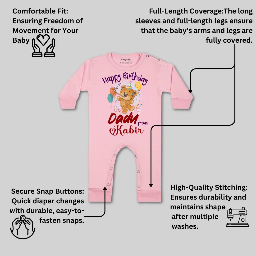 Arvesa Happy Birthday Dadu Baby Boy & Girl Dress
