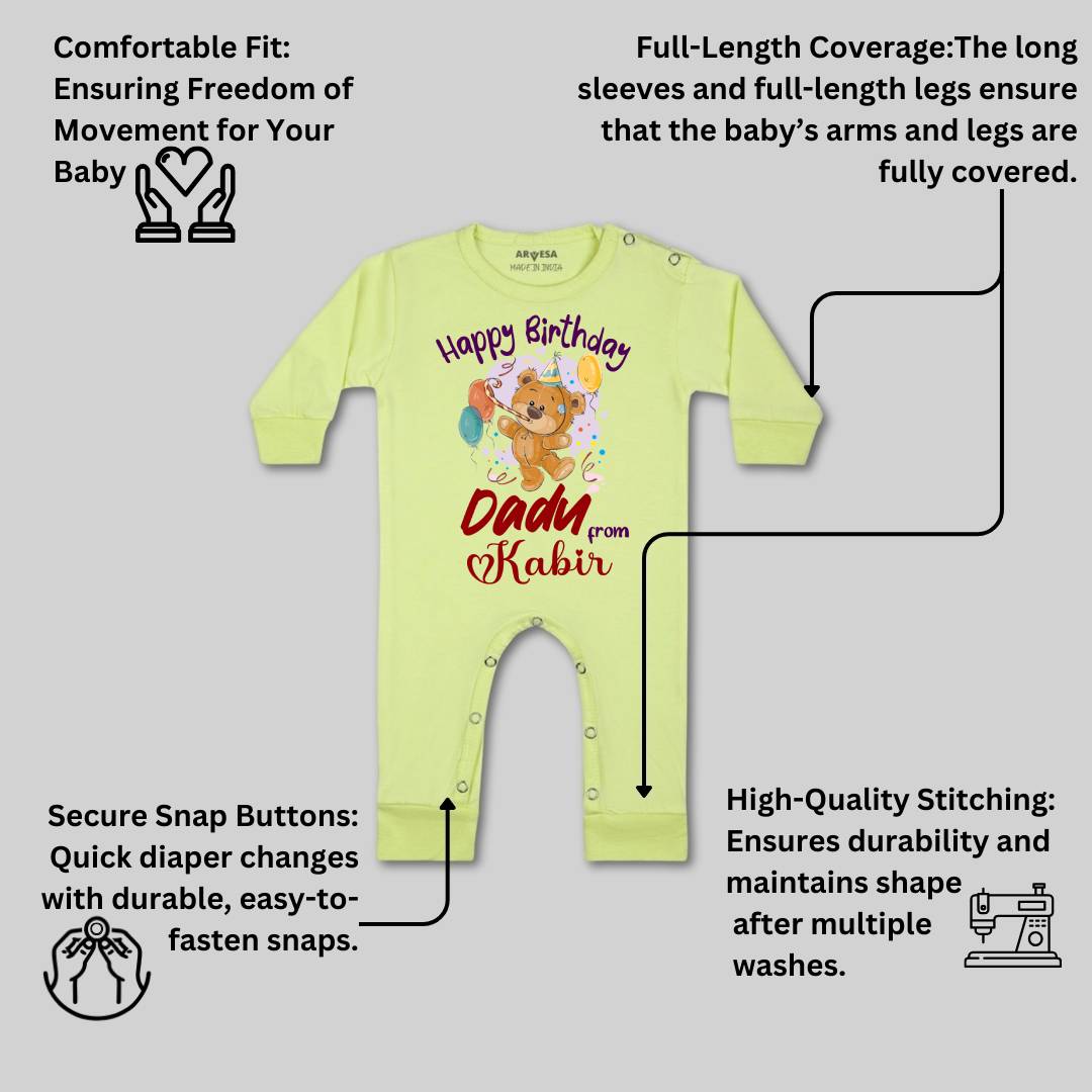 Arvesa Happy Birthday Dadu Baby Boy & Girl Dress