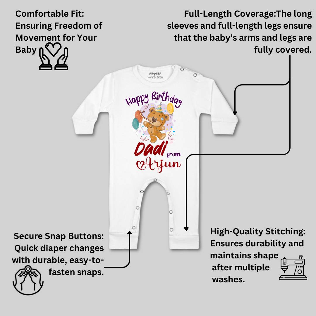 Arvesa Happy Birthday Dadi Baby Boy & Girl Dress