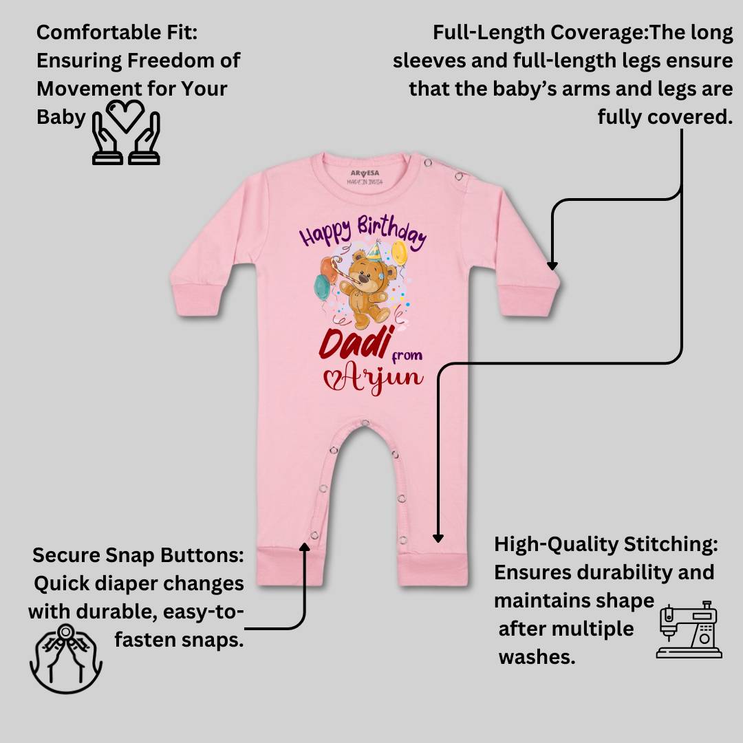 Arvesa Happy Birthday Dadi Baby Boy & Girl Dress