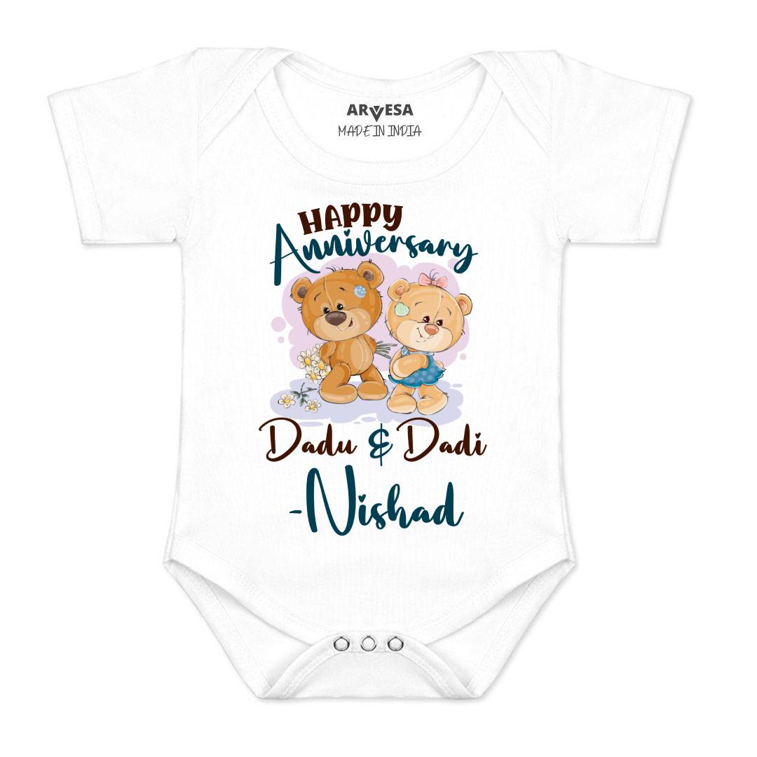 Arvesa Happy Anniversay Dadu & Dadi Baby Boy & Girl Dress