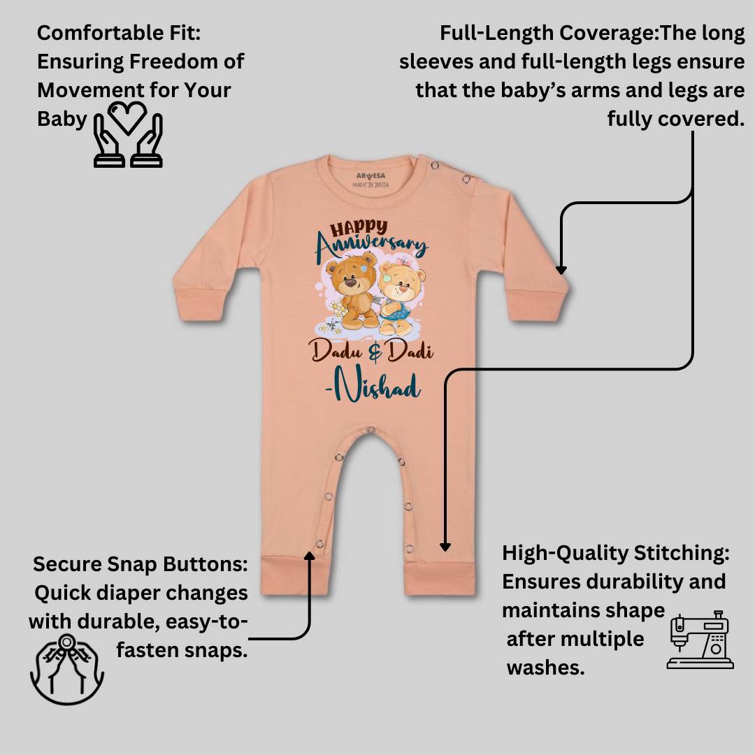 Arvesa Happy Anniversay Dadu & Dadi Baby Boy & Girl Dress