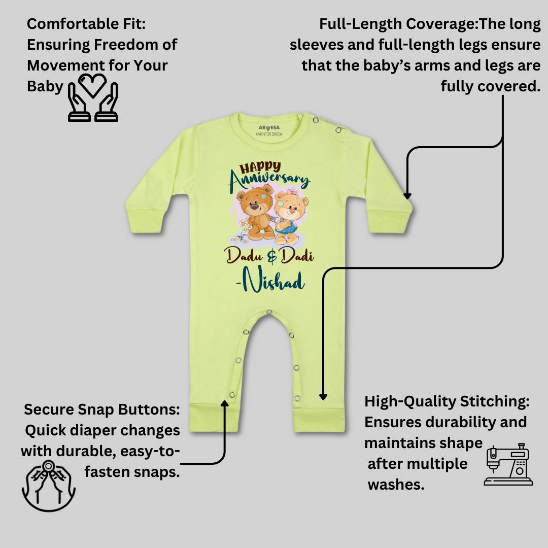 Arvesa Happy Anniversay Dadu & Dadi Baby Boy & Girl Dress