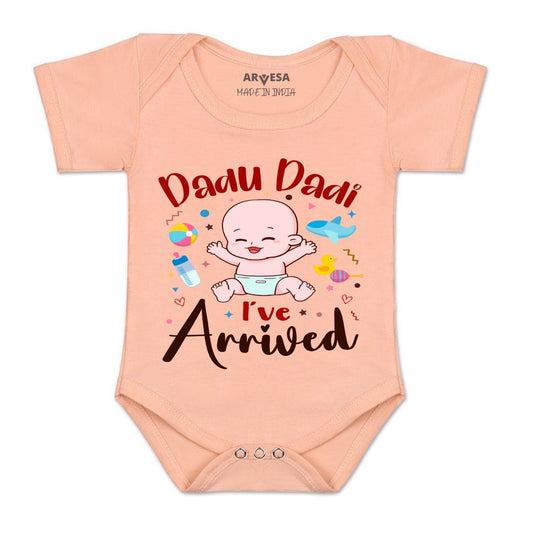 Arvesa Dada Dadi I Have Arrived Design-1237 White 0-3 Months Jumpsuit for Baby Boy & Girl dress .