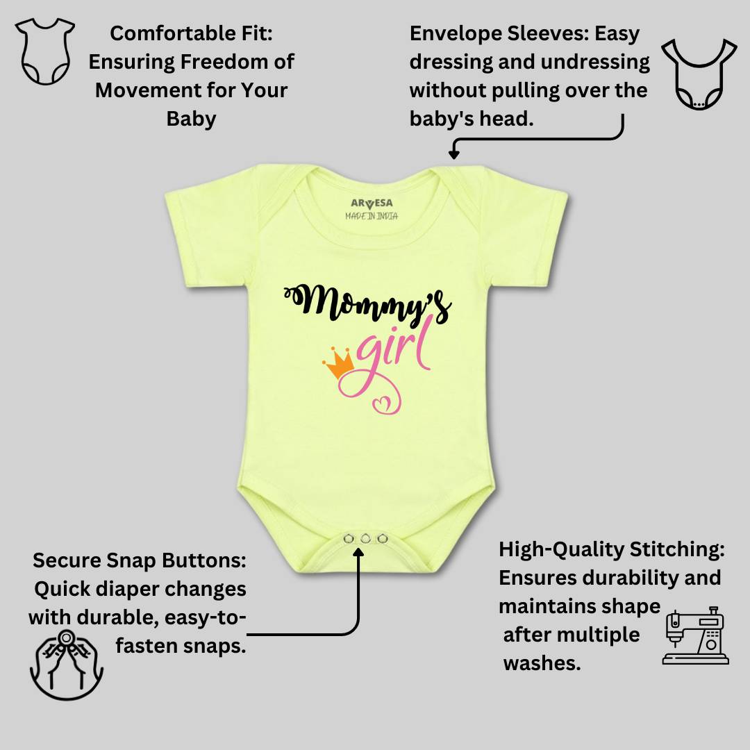 Arvesa Mommy Girl Design-124 White 0-3 Months Jumpsuit for Baby Boy & Girl dress .