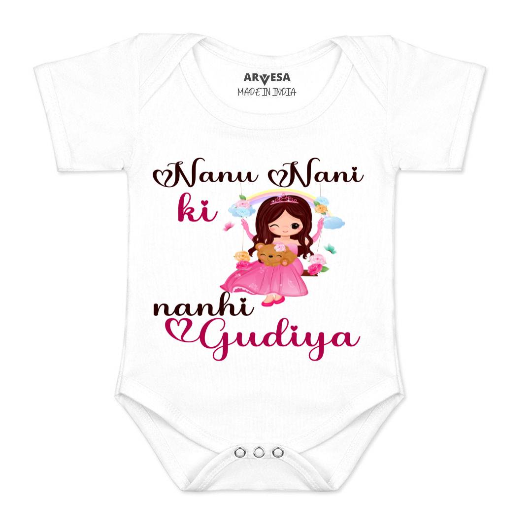Arvesa Nana Nani Ki Nani Gudiya Design-1243 White 0-3 Months Jumpsuit for Baby Boy & Girl dress .