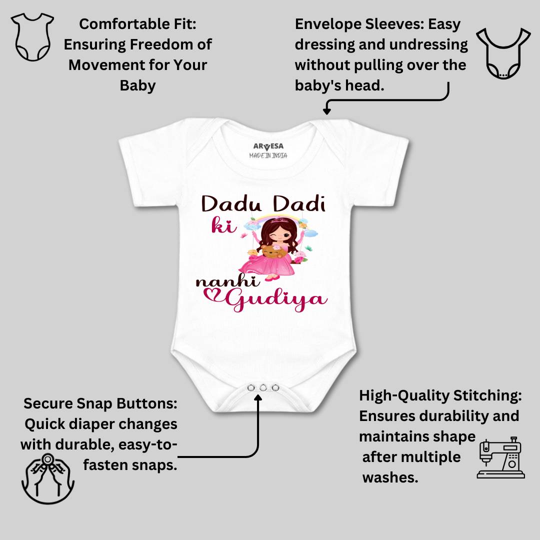 Arvesa Dada Dadi Ki Nani Gudiya Design-1244 White 0-3 Months Jumpsuit for Baby Boy & Girl dress .