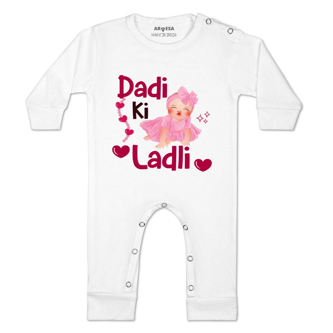 Arvesa Dadi Ki Ladli Design-1255 White 0-3 Months Jumpsuit for Baby Boy & Girl dress .