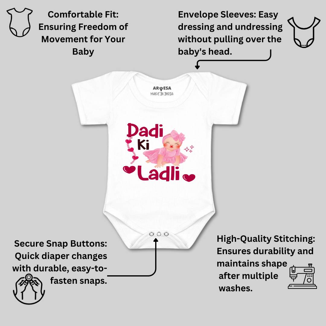 Arvesa Dadi Ki Ladli Design-1255 White 0-3 Months Jumpsuit for Baby Boy & Girl dress .