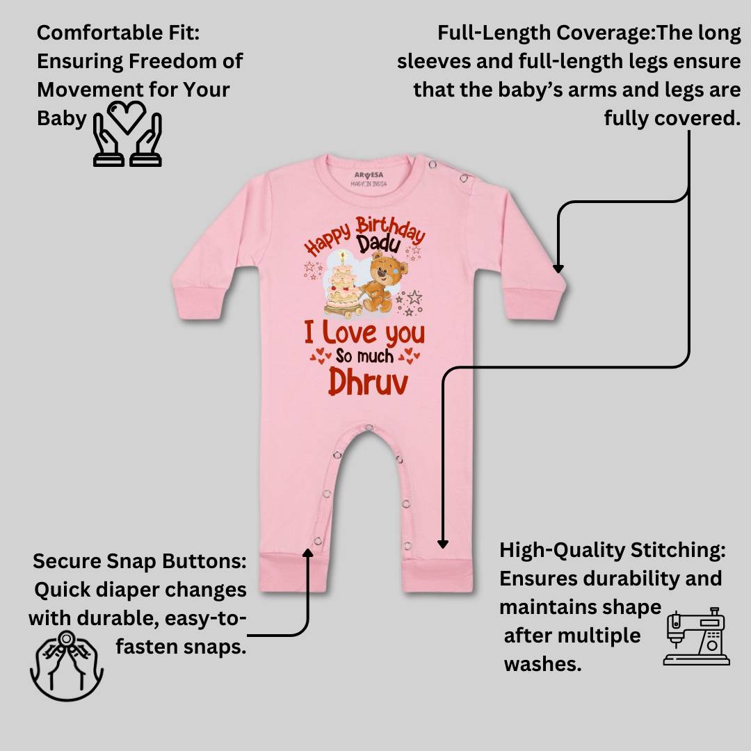 Arvesa Happy Birthday Dadu Baby Boy & Girl Dress