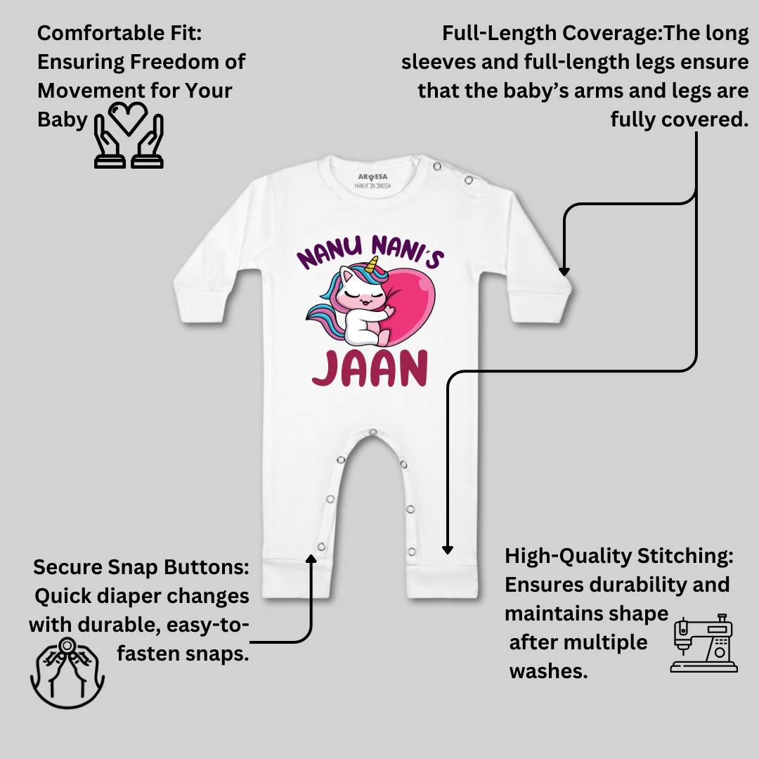 Arvesa Nana Nani Jaan Design-1267 White 0-3 Months Jumpsuit for Baby Boy & Girl dress .