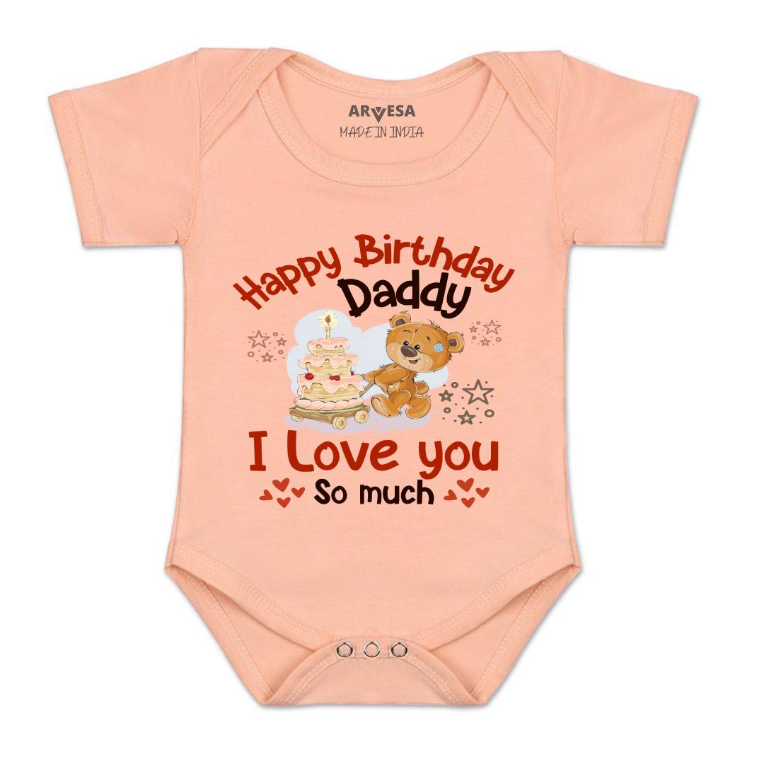 Arvesa Happy Birthday Daddy. I Love You So Much. Design-1305 White 0-3 Jumpsuit Baby Boy & Girl dress .