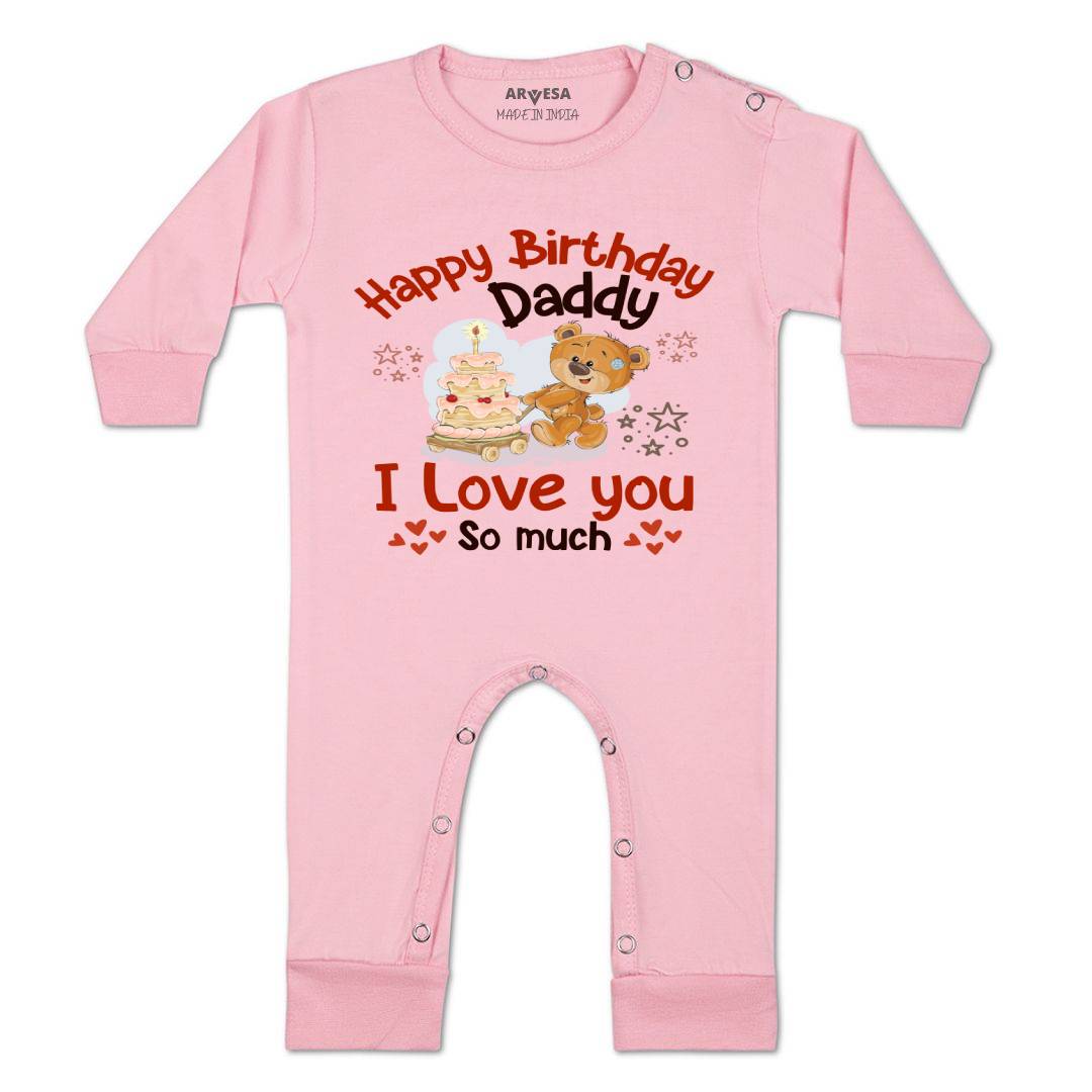 Arvesa Happy Birthday Daddy. I Love You So Much. Design-1305 White 0-3 Jumpsuit Baby Boy & Girl dress .
