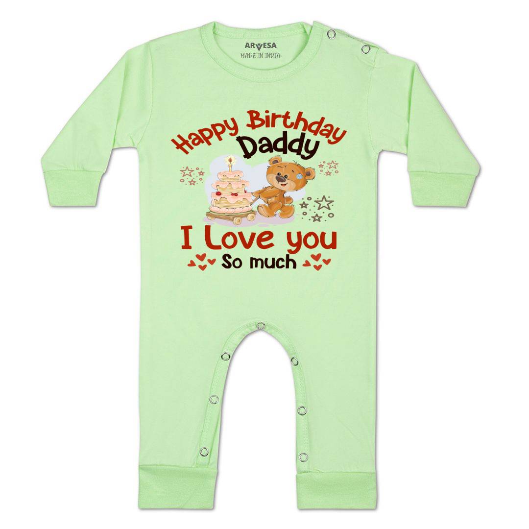 Arvesa Happy Birthday Daddy. I Love You So Much. Design-1305 White 0-3 Jumpsuit Baby Boy & Girl dress .
