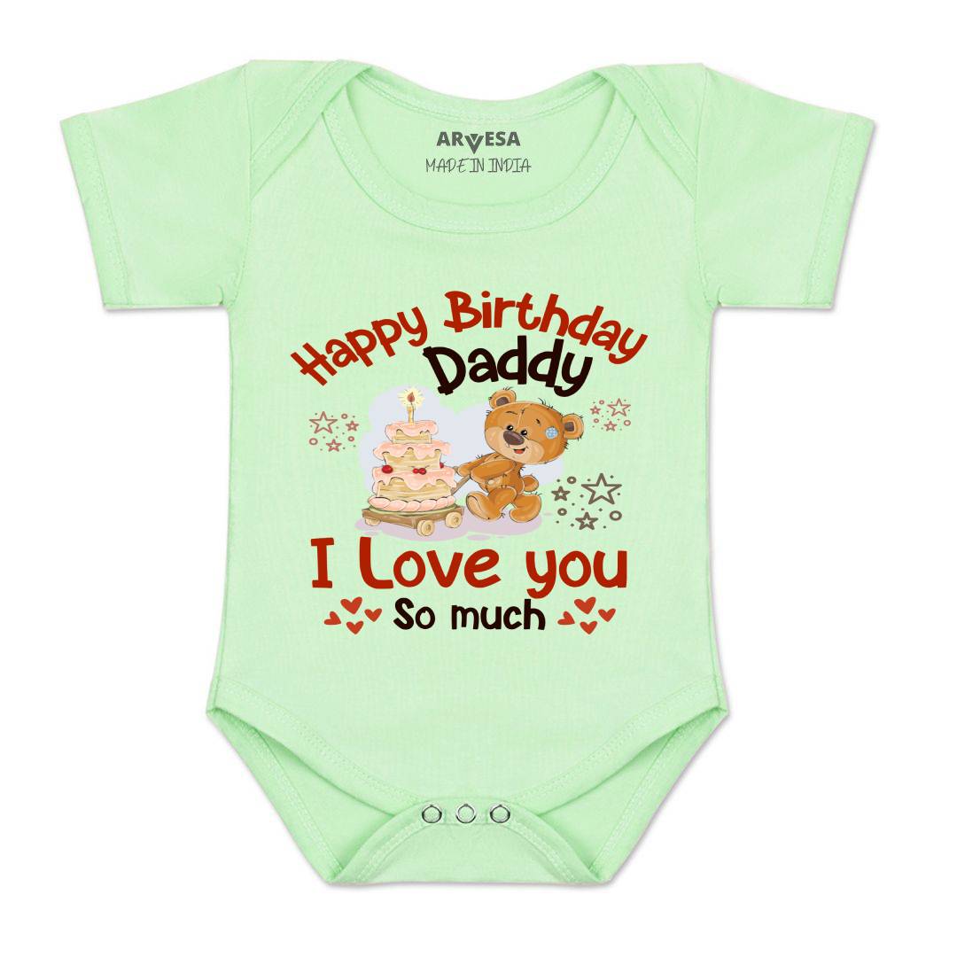 Arvesa Happy Birthday Daddy. I Love You So Much. Design-1305 White 0-3 Jumpsuit Baby Boy & Girl dress .
