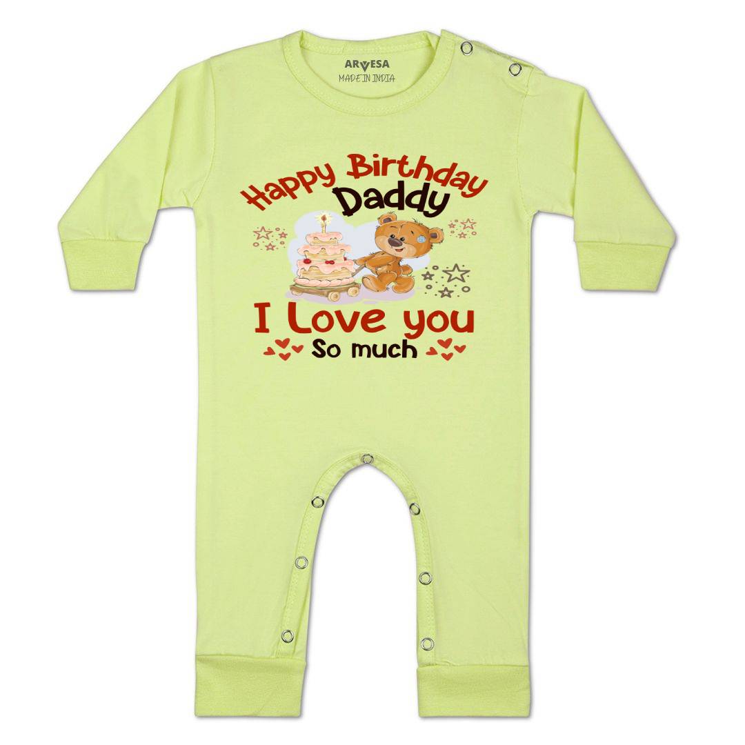 Arvesa Happy Birthday Daddy. I Love You So Much. Design-1305 White 0-3 Jumpsuit Baby Boy & Girl dress .