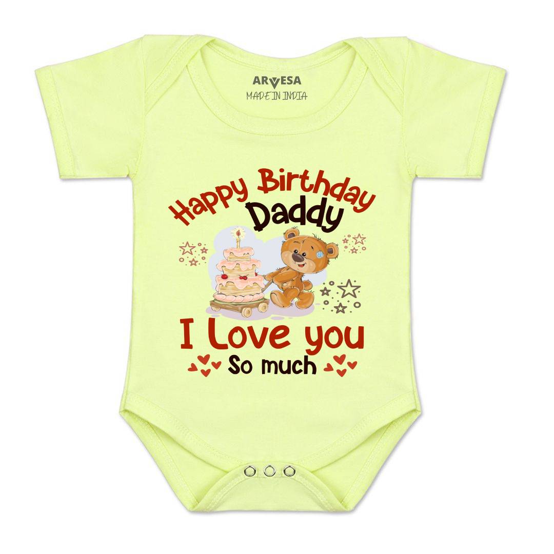 Arvesa Happy Birthday Daddy. I Love You So Much. Design-1305 White 0-3 Jumpsuit Baby Boy & Girl dress .