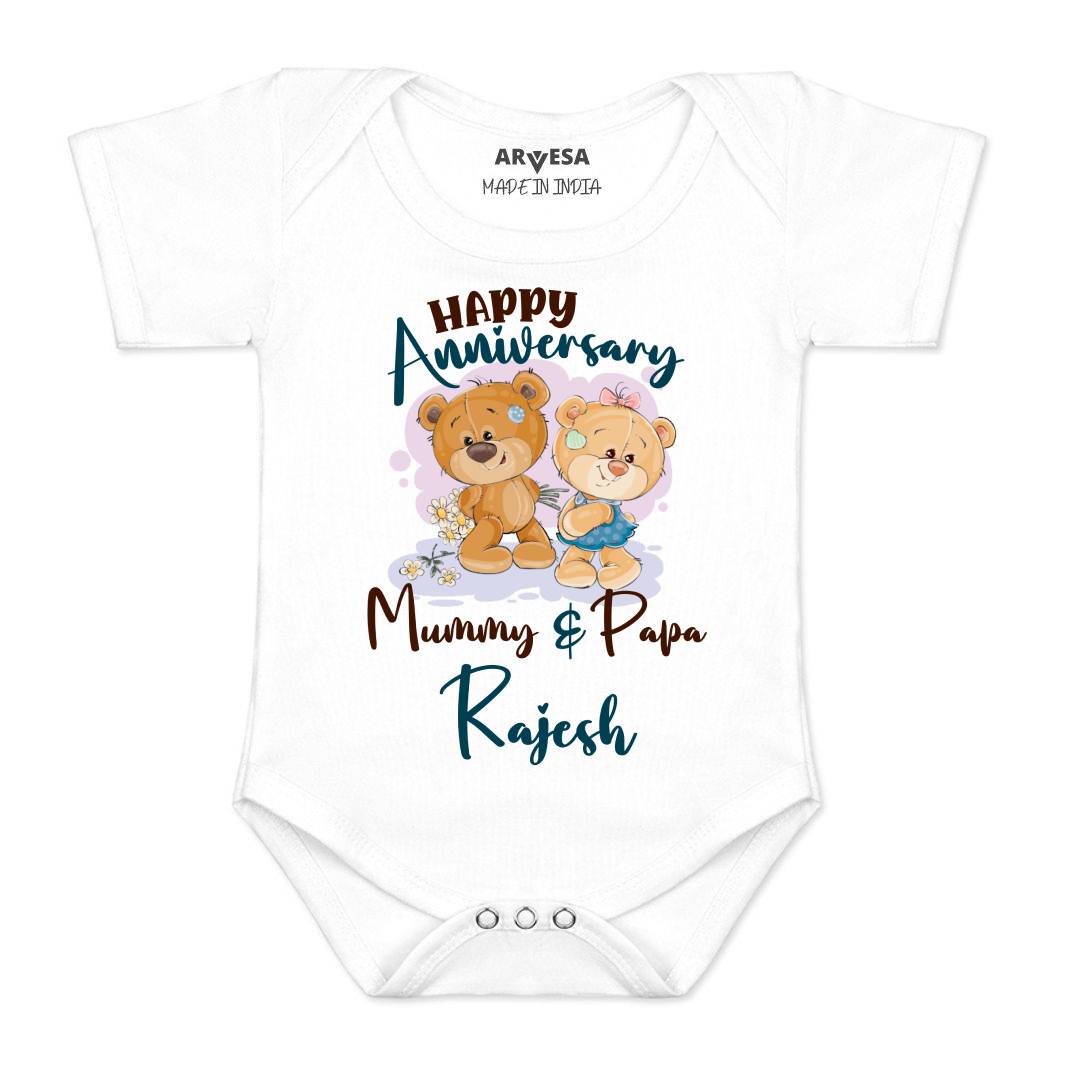 Arvesa Happy Anniversary Mummy & Papa Baby Boy & Girl Dress