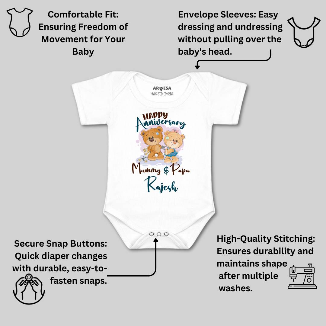 Arvesa Happy Anniversary Mummy & Papa Baby Boy & Girl Dress