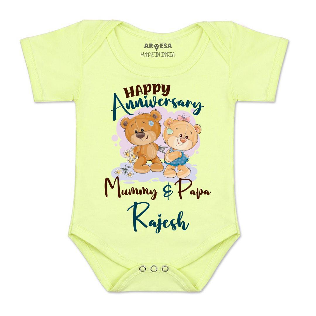 Arvesa Happy Anniversary Mummy & Papa Baby Boy & Girl Dress