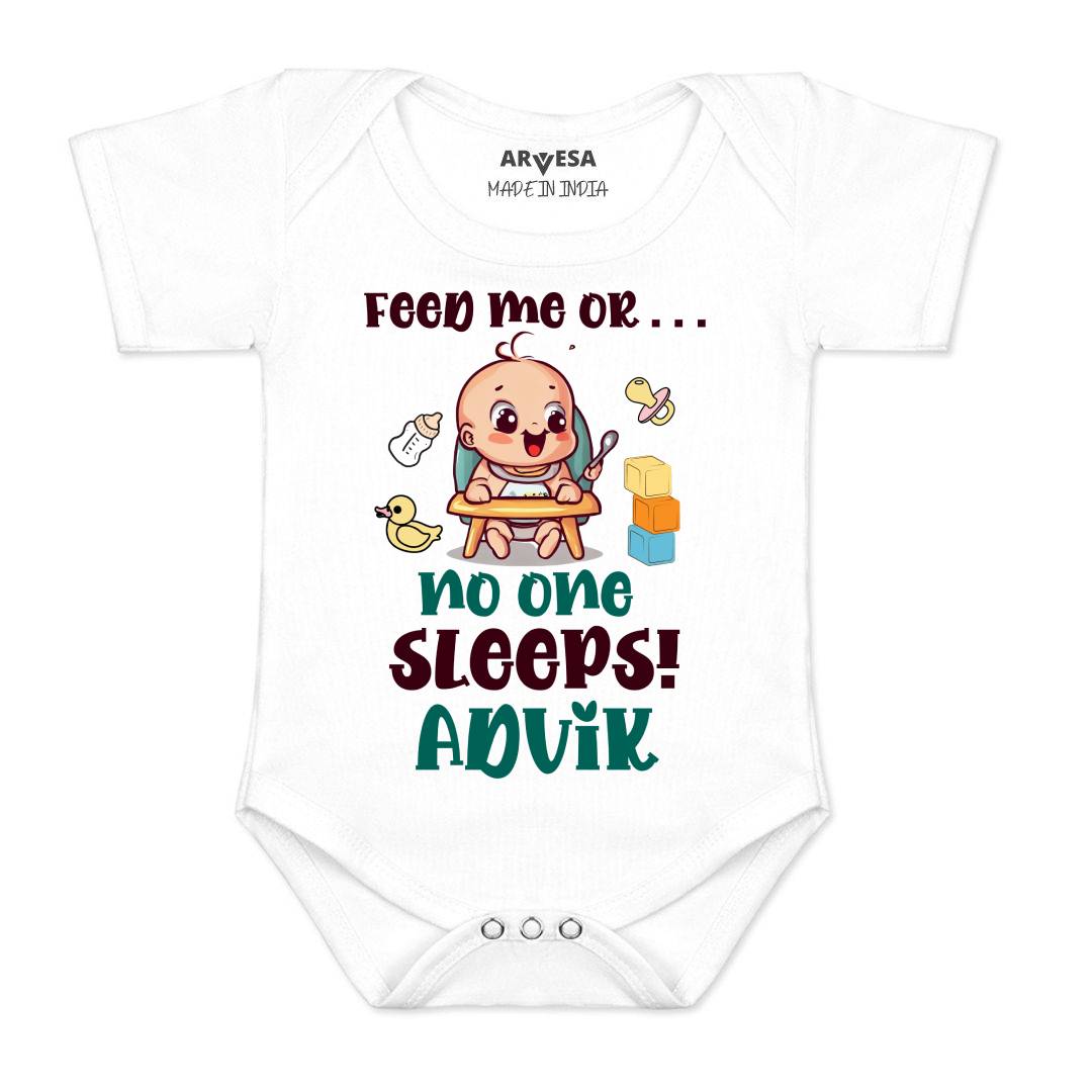 Arvesa Feed Me Or No One Sleeps Baby Boy & Girl Dress