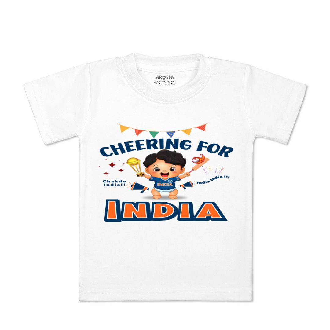 Arvesa Cheering For India Design-1459 White 0-3 Months Jumpsuit for Baby Boy & Girl dress .