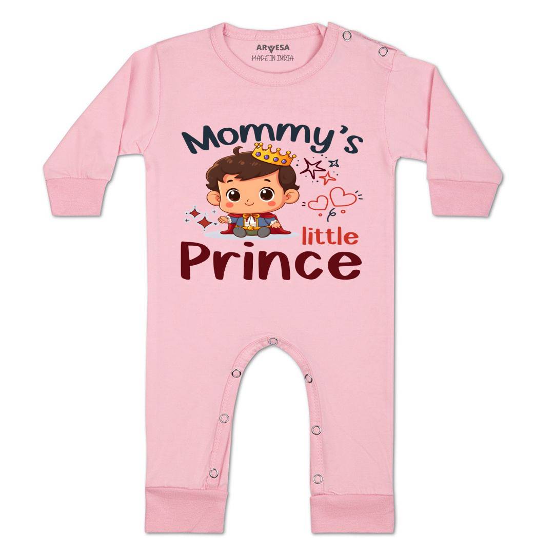 Arvesa Mommy Little Prince Design-1464 White 0-3 Months Jumpsuit for Baby Boy & Girl dress .